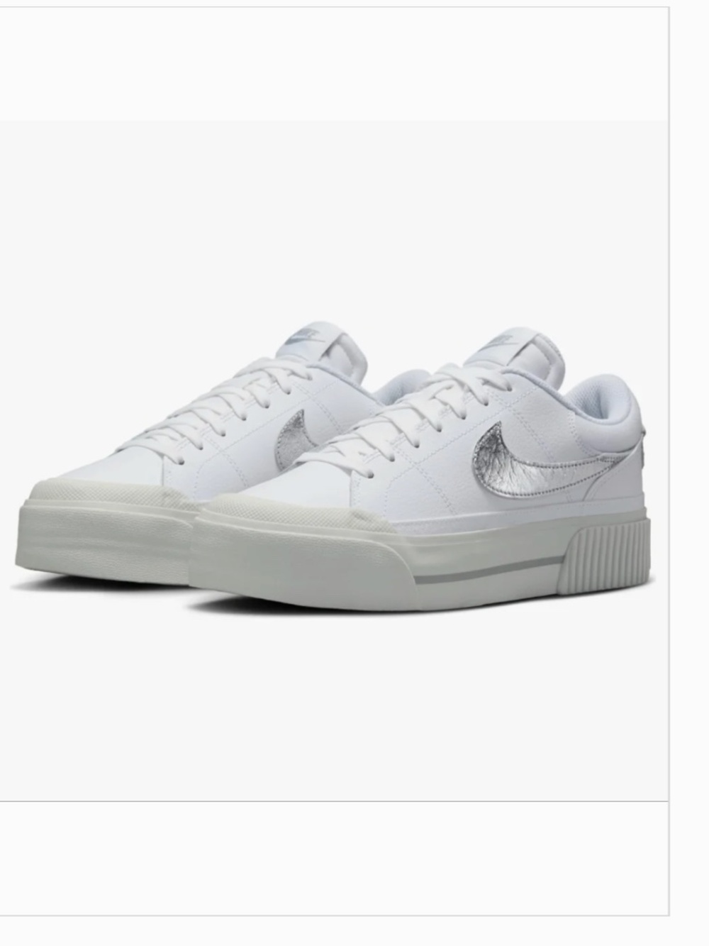 NEW NIKE Legacy Court Lift White and Silver Sneakers Size 7.5